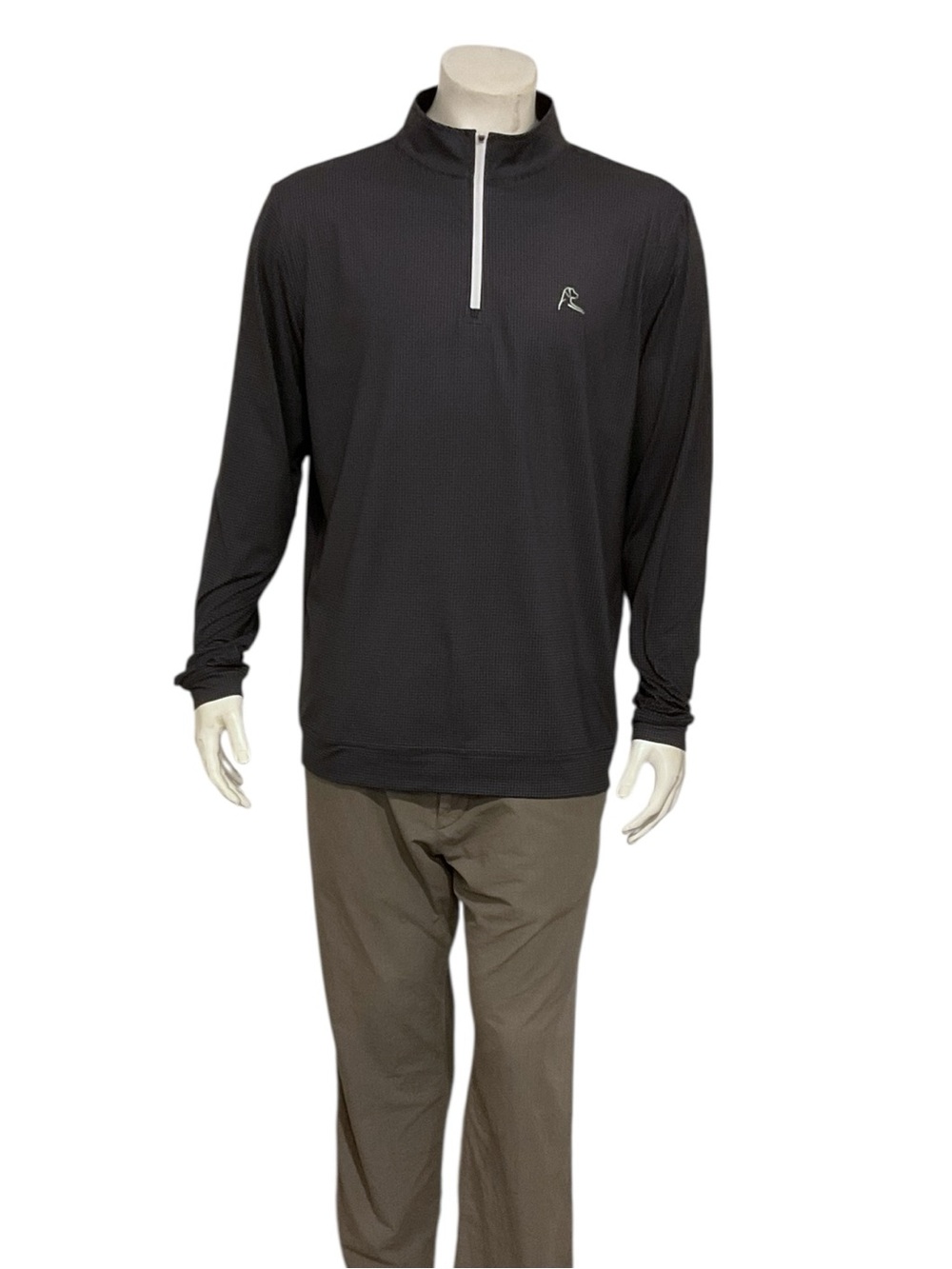 Rhoback Men’s Black Houndstooth Quarter Zip Sweatshirt